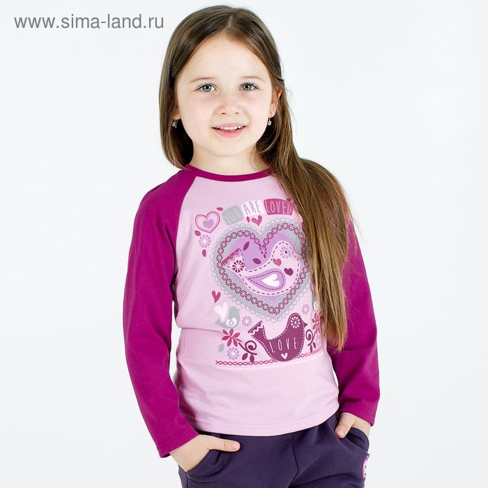 Лонгслив для девочки, 'Клюква', рост 122 см - Фото 1