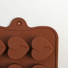 Форма для шоколада Доляна «Сердце», силикон, 21×10×1,5 см, 15 ячеек (3×2,3 см), цвет коричневый - Фото 4
