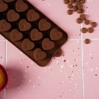 Форма для шоколада Доляна «Сердце», силикон, 21×10×1,5 см, 15 ячеек (3×2,3 см), цвет коричневый - Фото 6