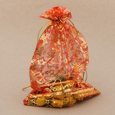 Мешочек подарочный органза «Новогодние игрушки», 20×30 см ± 1.5 см