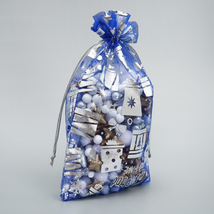 Мешочек подарочный органза «Зимние радости», 16 × 24 см