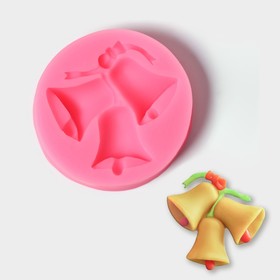 Молд «Колокольчики крупные», силикон, 7×7 см, цвет розовый (комплект 3 шт)