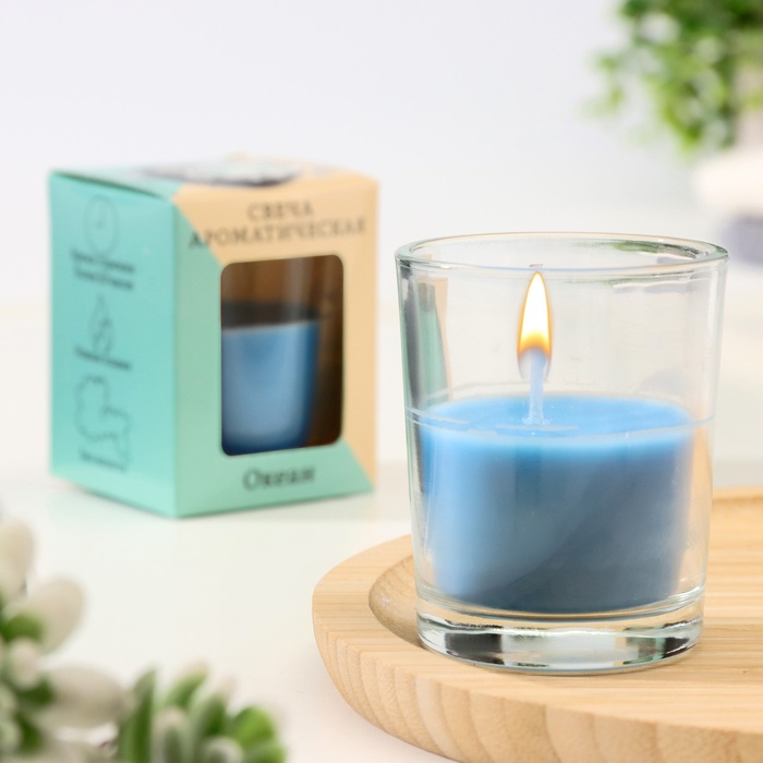 Свеча ароматическая в стакане 5×6 см, океан - Фото 1