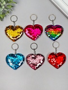 Брелок для ключей на кольце «Пайетки. Сердечко», текстиль, 9×8 см, МИКС - Фото 1