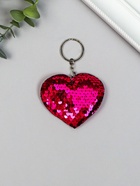 Брелок для ключей на кольце «Пайетки. Сердечко», текстиль, 9×8 см, МИКС - Фото 4