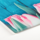 Доска разделочная стеклянная Доляна «Розовые тюльпаны», 30×20 см - Фото 2