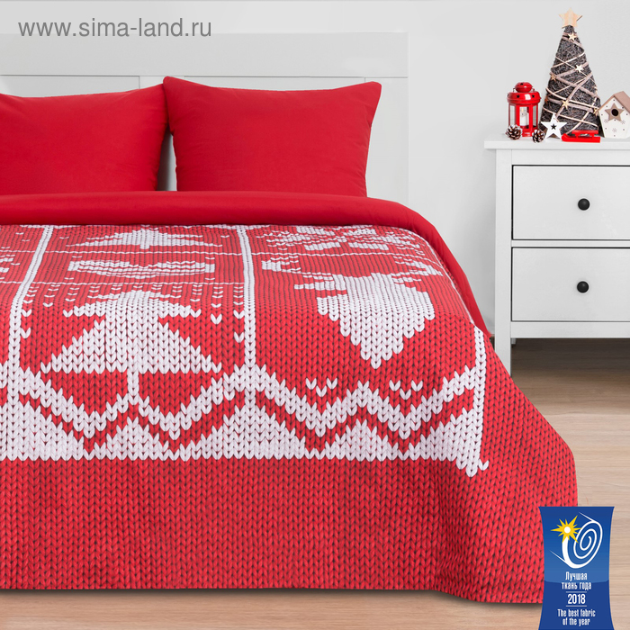 Постельное бельё «Этель» 2 сп Новогодняя вязка 175×215 см, 200×220 см, 70×70 см - 2 шт., поплин