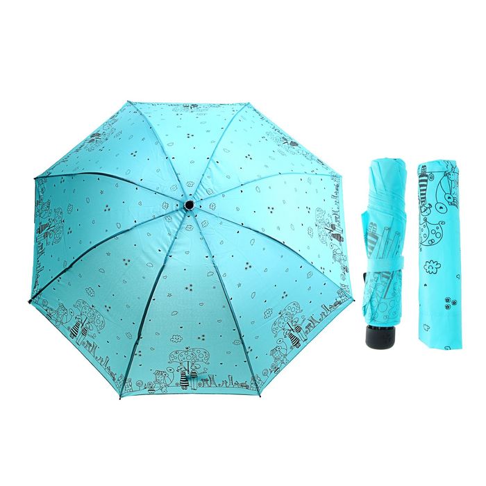 Зонт механический "Прогулка влюблённых", R=56,5см, цвет ментоловый