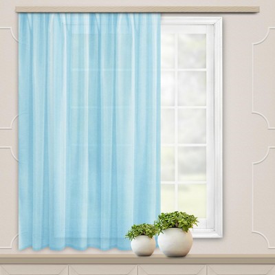 Штора-тюль для кухни Witerra 140х145см, голубой, вуаль, пэ100%