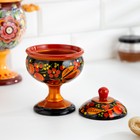 Конфетница с крышкой на ножке «Секрет», дерево, хохлома - Фото 2