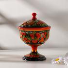 Конфетница с крышкой на ножке «Секрет», дерево, хохлома - Фото 5