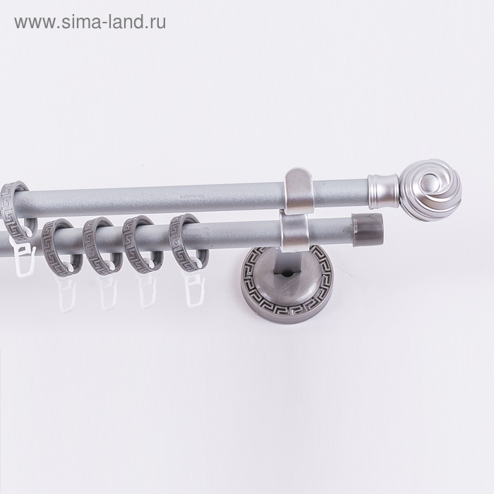 Карниз двухрядный, «Фэшн», 200 см, d=1.6 см, с наконечниками «Орион», цвет сатин - Фото 1