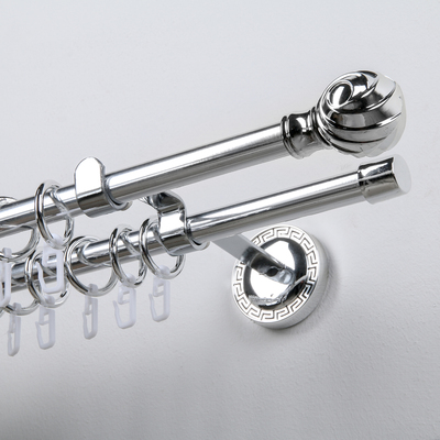 Карниз двухрядный «Фэшн», 280 см, d=1.6 см, с наконечниками «Орион», цвет серебро