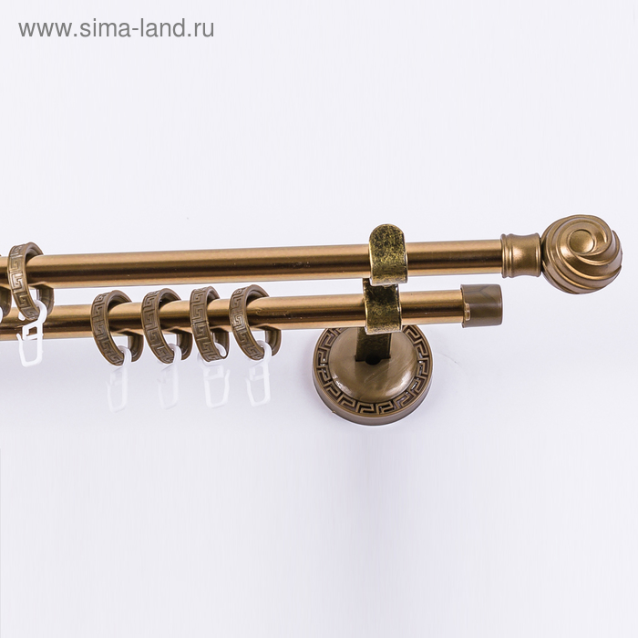 Карниз двухрядный «Фэшн», 320 см, d=1.6 см, с наконечниками «Орион», цвет старое золото - Фото 1