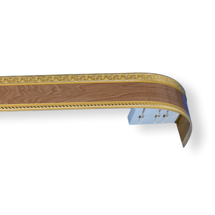 Карниз трёхрядный «Ультракомпакт. Есенин», 200 см, с декоративной планкой 7 см, цвет золото/олива
