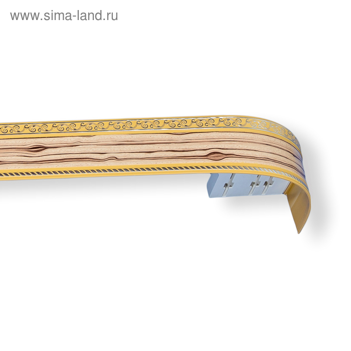 Карниз трёхрядный «Ультракомпакт. Есенин», 280 см, с декоративной планкой 7 см, цвет серебро - Фото 1