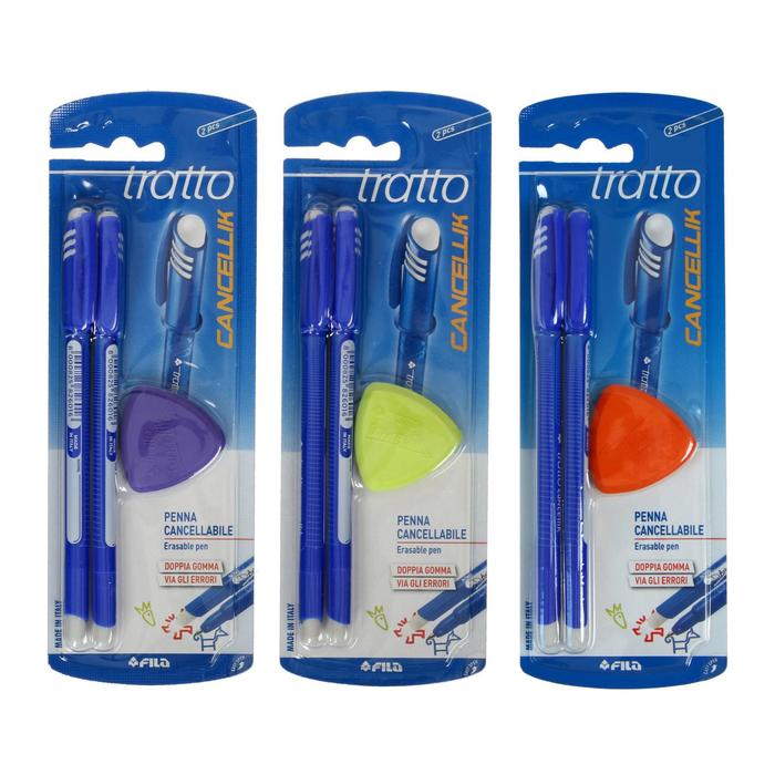 Набор шариковых ручек со стираемыми чернилами Tratto Ftratto Cancellik + ластик, синие чернила, 2 штуки, МИКС - Фото 1
