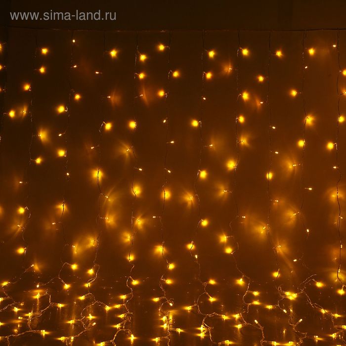 Гирлянда «Занавес» 2 × 3 м, IP20, прозрачная нить, 720 LED, свечение жёлтое, 8 режимов, 220 В, УЦЕНКА - Фото 1