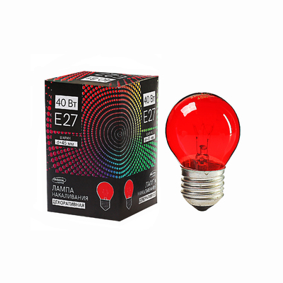 Лампа накаливания Luazon Lighthing E27, 40W, декоративная, красная, 220 В