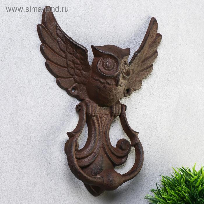 Дверной молоток для входной двери «Летящая сова», чугун, 23.5×18×5 см - Фото 1