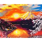Роспись по холсту "Восход над вулканом" по номерам с красками по 3 мл + кисти + инструкция + крепеж - Фото 1