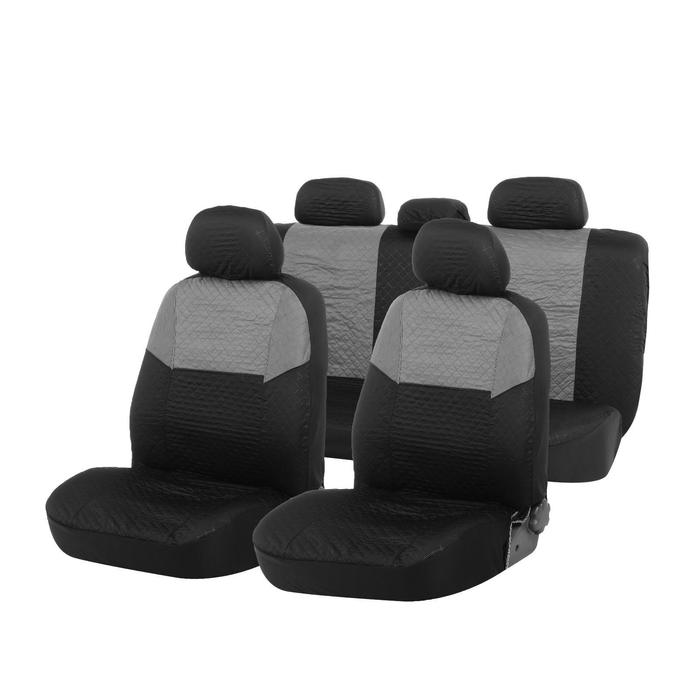 Авточехлы TORSO Premium универсальные, 9 предметов, чёрно-серый AV-26 - Фото 1