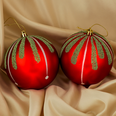 Ёлочные игрушки «Ягодки», шары новогодние, d=10 см, набор 2 шт., красный
