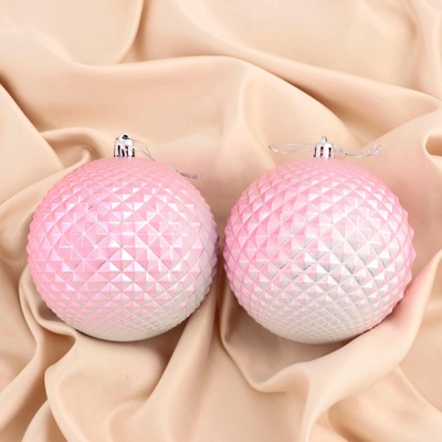 Ёлочные игрушки «Рельеф», шары новогодние, d=10 см, набор 2 шт., розовый