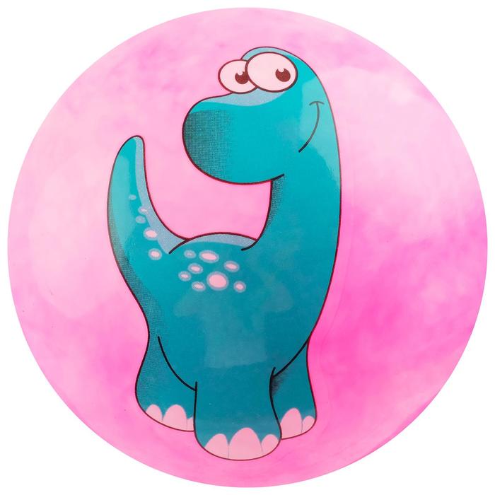Мяч детский «Динозаврики», d=25 см, 60 г, цвет розовый, рисунок МИКС - фото 1908408837