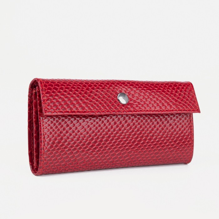 Кошелёк женский на кнопке, цвет красный - Фото 1