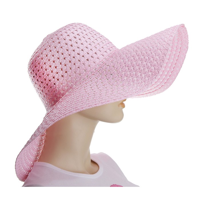 Шляпа пляжная "Путешествие", цвет розовый, обхват головы 58 см, ширина полей 14 см - Фото 1