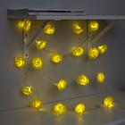 Гирлянда «Нить» 5 м с насадками «Розы жёлтые», IP20, прозрачная нить, 20 LED, свечение тёплое белое, 220 В - Фото 3