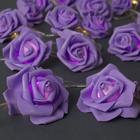 Гирлянда «Нить» 5 м с насадками «Розы фиолетовые», IP20, прозрачная нить, 20 LED, свечение теплое белое, 220 В - Фото 1
