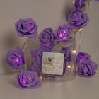 Гирлянда «Нить» 5 м с насадками «Розы фиолетовые», IP20, прозрачная нить, 20 LED, свечение теплое белое, 220 В - Фото 4