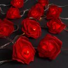 Гирлянда «Нить» 5 м с насадками «Розы красные», IP20, прозрачная нить, 20 LED, свечение теплое белое, 220 В - фото 8727801