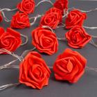 Гирлянда «Нить» 5 м с насадками «Розы красные», IP20, прозрачная нить, 20 LED, свечение теплое белое, 220 В - Фото 2
