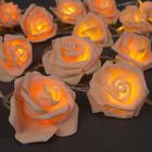 Гирлянда «Нить» 5 м с насадками «Розы оранжевые», IP20, прозрачная нить, 20 LED, свечение тёплое белое, 220 В - Фото 1