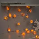 Гирлянда «Нить» 5 м с насадками «Розы оранжевые», IP20, прозрачная нить, 20 LED, свечение тёплое белое, 220 В - Фото 3