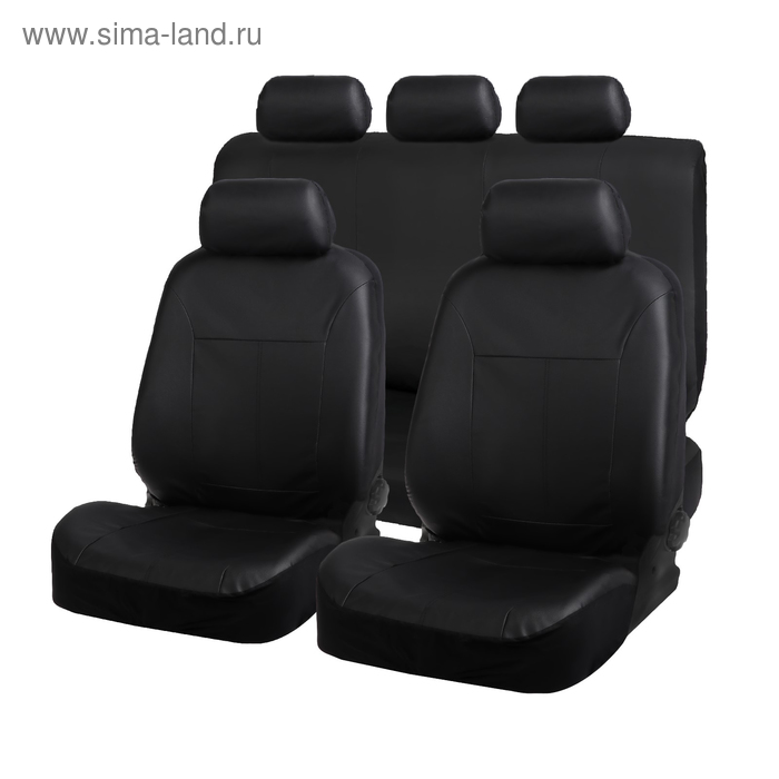 Авточехлы на сиденья TORSO Premium универсальные, 9 предметов, кож.зам, черный AV-44 - Фото 1