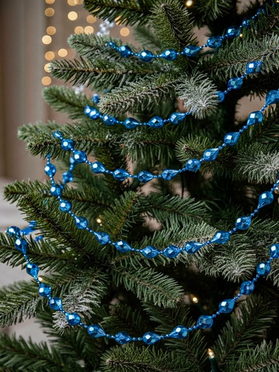 Бусы на ёлку «Овал», длина 2.7 м, синий
