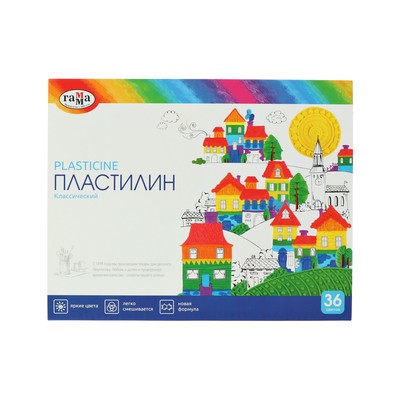 Пластилин «Гамма. Классический», 36 цветов, 720 г, со стеком