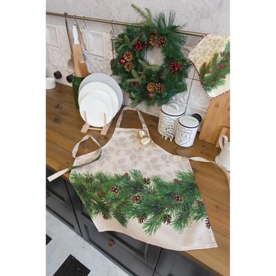Фартук новогодний "Этель" Еловые ветви 70х61 см, 100% хлопок, саржа 190 гр/м2