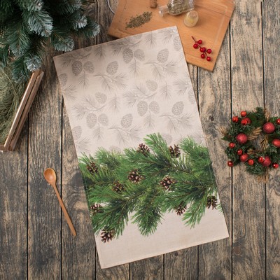 Полотенце «Этель» Еловые ветви 40×67 см, 100% хл, саржа 190 г/м²