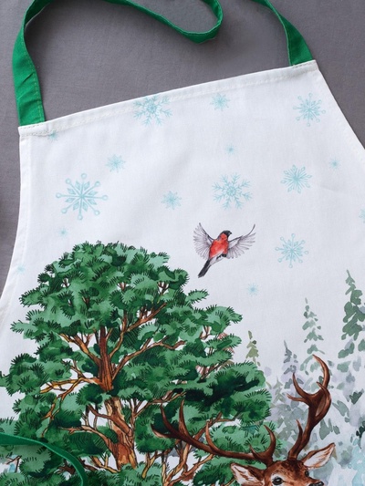 Фартук «"Этель": Новогодний лес», 65 × 60 см, 100 % хлопок, саржа, 190 г/м²