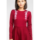 Платье вязаное вышивка, размер 42, цвет бордо - Фото 4