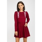 Платье вязаное вышивка, размер 44, цвет бордо - Фото 1