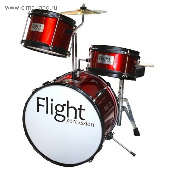 Ударная установка Flight FK-10RD уменьшенная, бас-барабан (14'x10'), мал. барабан, том-том - Фото 1
