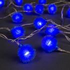 Гирлянда «Нить» 5 м с насадками «Ёжики синие», IP20, прозрачная нить, 30 LED, свечение синее, 8 режимов, 220 В - Фото 1