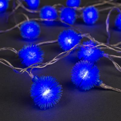 Гирлянда «Нить» 5 м с насадками «Ёжики синие», IP20, прозрачная нить, 30 LED, свечение синее, 8 режимов, 220 В