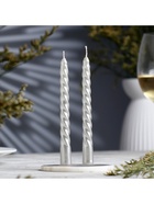 Набор свечей витых, 1.5×15 см, 2 шт., серебряный металлик - Фото 2